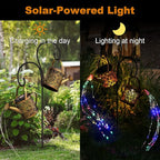 Merear Solar Watering Can Lights Outdoor with 8 Multi-Color Changing Modes, IP65 Waterproof Landscape Light Garden Decor, One Pole Two Lights Outside Decorations for Lawn, Backyard, Patio, Chrismas