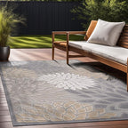 Beverly Rug Outdoor Rug 10x14 Large Modern Floral Tropical Area Rugs for Indoor and Outdoor Patio Easy to Clean Non Shedding Living Room Porch Garden Washable Outside Carpet (10 x 14 Gray)