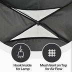EighteenTek Bed Canopy with Lights, Sleeping Dream Twin Bed Tent, Portable Cottage Drafty Room Blackout Breathable Privacy Big Indoor Tents for Girls & Boys Bedroom Decor, Black