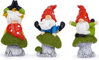 Hodao 3 PCS Spring Yoga Mushroom Gnomes Decoration Summer Elf Figurines Gifts for Home Spring Lively Garden Statues Decor for Outdoor, Mom, Mother (Green)