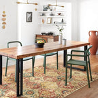 Lahome Moroccan Machine Washable Rugs for Living Room, 4x6 Rug for Bedroom Non-Slip Vintage Trellis Ultra-Thin Throw Carpet for Dining Room Office Nursery, Red/Orange