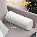 Neck Pillow for Sleeping, Cervical Pillow with Washable Zippered Cover, Cervical Round Pillow for Support with Breathable Cover, Tube Roll Cervical Pillow for Head, Neck, Back Support (White)