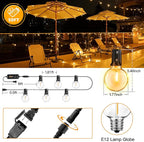 50FT Outdoor String Lights with Remote Dimmer, 25+2 Led Bulbs Connectable Dimmable Outdoor Lights, Support Timer Waterproof Shatterproof for Patio Yard Porch Deck