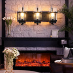 Bathroom Vanity Light Fixtures,Rustic Matte Black Vanity Lights 3 Bulb,Industrial Bathroom Light 3 Pack(Bulbs not Included)
