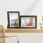 Vittanly 5x7 Picture Frames Set of 9, Shatter Resistant Plexiglass, Display 4x6 Pictures with Mat or 5x7 without Mat, Photo Frames for Wall or Tabletop, Engineered Wood, Brown
