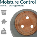 Sunnydaze Chalet Large Ceramic Plant Pot - Round Outdoor Glazed Ceramic Planter Pot with Drainage - Gray - 14.5"