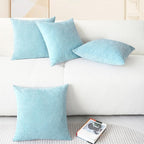 CaliTime Throw Pillow Covers Decorative 18 X 18 Inches Pack of 4 Cozy Chenille Cushion Cases for Couch Sofa Bed Living Room Home Light Blue Grey