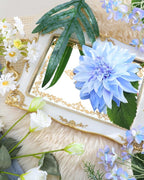 Nubry Fake Artificial Flowers Bouquet,Faux Silk Dahlia Flower Bouquet Floral Arrangement Fake Plant Decor for Tables Centerpieces,Home Office Party Wedding Decor(Blue)