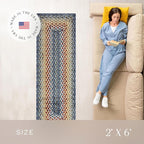 Maples Rugs Marion Bohemian Braided Design Print Runner Rug – Made in USA – Washable, Non Slip Indoor Carpet for Hallway, Kitchen, and Laundry Room, 2' x 6', Multi-Color