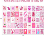 Y2K BOO Preppy Pink Wall Collage Kit - 50 Trendy Aesthetic Photos for Stylish Spaces, Perfect Room Decor, Teens' Photo Collage Kit 4x6, Dorm Wall Art