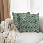 Ridhi Basil Green Block Print Cotton Canvas Throw Pillow Covers for Decorative Couch Pillows for Living Room, Chic Boho Cute Outdoor Valentine Pillows Covers Gifts 24x24 Inches