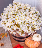 Artificial Flowers for Outdoors Fall Decoration, 4 Bundles Fake Bougainvillea Flower Plants UV Resistant Faux Fall Flowers for Planters Outside Patio Porch Window Garden Home Decor, Fall White