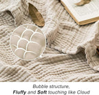 EMME Cotton Throw Blanket for Couch Soft Muslin Blankets 50"x60" Lightweight Breathable Blanket All Season Gauze Blanket, Light Tan