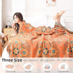 Boho Throw Blanket for Bed - 100% Pure Cotton Ultra Soft Rustic Quilt - Farmhouse Decor Bed Blankets, All Season Rustic Throw for Sofa Couch Chair(91''x 98'', Boho)