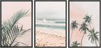 SIGNWIN Framed Canvas Print Wall Art Set Tropical Palm Leaf Beach Ocean Shore Landscape Nature Wilderness Photography Modern Art Realism Decorative for Living Room, Bedroom, Office - 24"x36"x3 Black