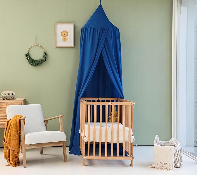 Blue Kids Bed Canopy for Child Bedroom | Nursery Crib Hanging Curtain | Baby Mosquito Net Bedding for Boys Play Room Decoration | Reading Nook Canopies Toddler Dome Tent
