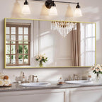 YIROMAN Bathroom Mirror 60"x30", Large Brushed Gold Bathroom Mirror for Over Sink with Aluminum Frame, Rectangular Vanity Mirror with Right Angle, Wall Mirror Hangs Horizontal or Vertical