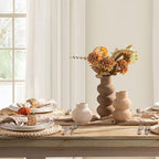 Ceramic Vase Home Table Decor - Flower Vase Set of 3 Living Room Kitchen Decorations Farmhouse Modern Rustic Vases Decorative Centerpiece for Shelf Bedroom Office Bathroom Dining Coffee Desk