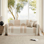 Boho Couch Cover Washable Sectional Couch Covers for Dogs Reversible Sofa Slipcover for 2 or 3 Cushion Couch Pet Friendly Furniture Protector (3# Orange, 91" x 134")