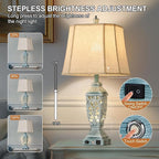 AIDENOEY Farmhouses Table Lamp with USB & USB-C Charging Ports, 3-Color Dimmable & Stepless Bottom Dimming, Touch Control & Switch, Vintage Bedside Lamp for Bedroom Living Room Office,(27.5" high)