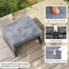 Tangkula 2 Pieces Patio PE Rattan Ottomans, Multipurpose Outdoor Footstool Footrest Additional Seating Side Table with Soft Zippered Cushions for Deck, Garden, and Yard (Gray)