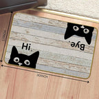 Mingnei Hi Bye Cat Welcome Doormat - Door Mat for Home Kitchen Entrance, Funny Black Cat Lover Floor Mat for Indoor/Outdoor Entryway Rug 30x17 (Grey)