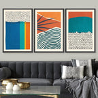 SIGNWIN Framed Canvas Print Wall Art Set Vibrant Tropical Palm Leaf Polygons Nature Wilderness Illustrations Modern Art Decorative Nordic Rustic for Living Room, Bedroom, Office - 24"x36"x3 Black