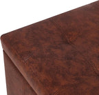 Joveco 51 Inch Storage Ottoman Bench,Tufted Leather Storage Bench for Bedroom (51”,Brown)