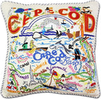 Catstudio Cape Cod Embroidered Pillow - U.S. City Souvenir Decorative Throw Pillow with Original Artwork for Cape Cod Lovers, Travel Souvenir