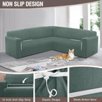 HDCAXKJ Sectional Couch Cover L Shape Stretch Sofa Covers Washable Jacquard Corner Couch Slipcover Non Slip Sectional Slip Cover U Shaped Furniture Protector for Pets Dogs (Grayish Blue, Small)
