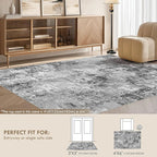 Tortania Washable 3x5 Area Rug - Modern Abstract Neutral Rugs Indoor Soft Thin Mat Non Slip Carpet for Entrance Front Door Living Room Bedroom Home Floor Decoration - Grey