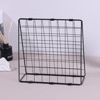 Photo Display Rack, Note Display Rack, Double sided Photo Metal Rack, Desk Photo Manager, With 20 Wooden Clips, Black