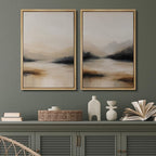 SIGNFORD Framed Canvas Print Wall Art Set Abstract Mountain Landscape Neutral Beige and Black Illustration Modern Art Decorative Nordic Nature for Living Room, Bedroom, Office - 16"x24"x2 Natural