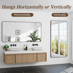 Bathroom Mirror 60" x 30", Large Rectangle Wall Mirror, Black Metal Frame Wall Mounted Mirrors for Bathroom, Vanity, Bedroom, Entryway Decor(Horizontal/Vertical)