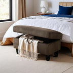 Ottoman Rectangular Storage Ottoman Bench, Flannel Footrest Stool Footstool with Lid for Living Room, Bedroom, Entryway, Dark Brown, 28.5"x19"x17.5"