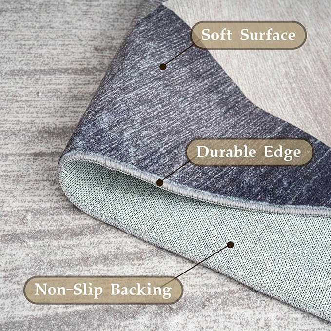 HOMFINE Washable Modern Area Rug - Geometry Style 8x10 Rugs for Living Room, Bedroom, Machine Washable Rug Soft Non Slip Non Shedding Area Rug - Green, 8'x10'