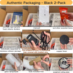 Modern Black Pendant Lights Kitchen Island 2 Pack Glass Pendant Light, 9.5in Farmhouse Clear Glass Cylinder Pendant Light Kitchen Pendant Lighting Over Island for Sink, Bathroom, Bar,Dining