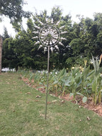 Unique and Magical Metal Windmill, 3D Wind Kinetic Sculpture, Wind Spinner Solar, Lawn Solar Wind Spinners for Yard and Garden, Wind Catchers Metal Outdoor Patio Decoration (1 PCS -Silver)