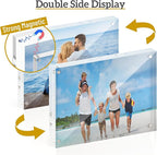 5x7 Acrylic Picture Frame 3 Pack, 20mm Thick Magnetic Double Sided Display 20% Thicker- Frameless Clear Transparent Photo Frame for Desktop/Tabletop, Self Standing with Microfiber Cloth