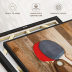 ElephantStock Ping Pong Wall Art - Horizontal Framed Canvas - 1-Piece Living Room Wall Decor - Photography Canvas Print - Brown and Red Decor for Wall - 40" X 27"