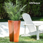 28in Tall Metal Copper Square Planter Galvanized Steel Metal Planters for Indoor/Patio Deck Garden Entrance Planter