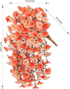 2 PCS Artificial Faux Fall Hanging Flowers Plants for Outdoor,Fake Silk Morning Glory with Eucalyptus UV Resistant Mums for Wall Home Porch Patio Balcony Yard Indoor Decor (Fall Orange+Light Orange)