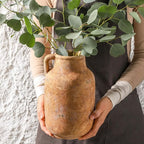 Ceramic Flower Vase Home Decor - 9.7 Inch Large Table Flowers Vases Living Room Bedroom Plant Decorations Farmhouse Vintage for Kitchen Shelf Office Coffee Dining Desk House Women (Rust, 9.7")