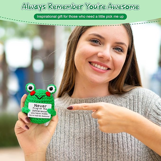 Thank You Teacher Appreciation Gifts, Funny Christmas Encouragement for Teacher Coworker Employee Boss Nurse Graduation Appreciation Week, End of School, Stocking Stuffer, Mini Handmade Crochet Frog