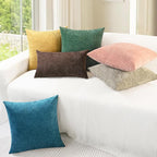 CaliTime Throw Pillow Covers Decorative 26 X 26 Inches Pack of 2 Cozy Chenille Cushion Cases for Couch Sofa Bed Living Room Home Light Taupe