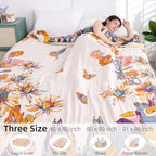 Boho Throw Blanket for Bed - 100% Pure Cotton Ultra Soft Rustic Quilt - Farmhouse Decor Bed Blankets, All Season Rustic Throw for Sofa Couch Chair(60"×80", Floral)