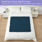 Bigacogo Chunky Knit Throw Blanket for Couch, 40x40 inches, 100% Hand Knitted with Thick Jumbo Chenille Yarn, Cozy Soft Large Rope Knot Cable Crochet Blankets for Sofa Bed Living Room, Deep Sea Blue