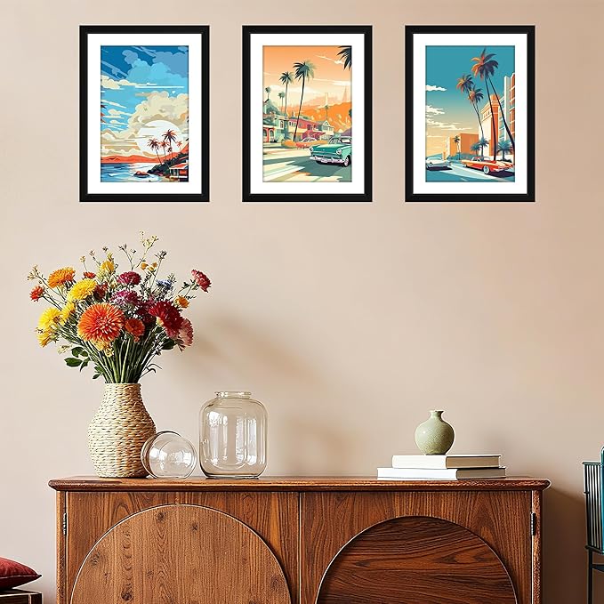 FIXSMITH 10x14 Picture Frame Set of 2, Photo Frame with HD Plexiglass, Display Pictures 8.5x11 with Mat or 10x14 Without Mat, Black Picture Frames Collage Wall Decor, Gallary Wall Frame