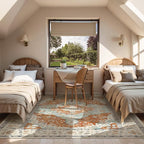 Topllen Washable Area Rug - 5'x7' Boho Living Room Rug, Non-Slip Soft Rugs Indoor for Bedroom Dining Room Office, Vintage Throw Large Carpet Stain Resistance (Rust, 5x7ft)