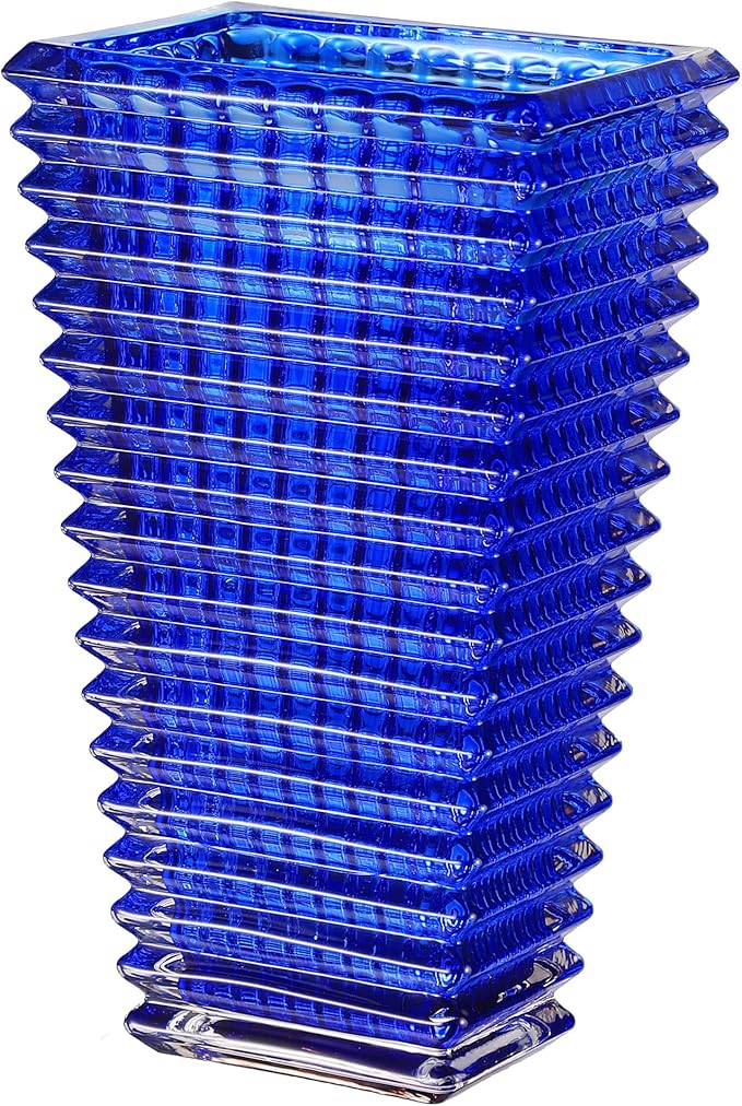 MCMCNCUIU Crystal Glass Vase, Large Crystal Vases for Flowers, Large Flower Vase, Blue Modern Vases for Living Room, Bedroom, Kitchen, Dining Table, Mantle, Wedding, 11 Inches